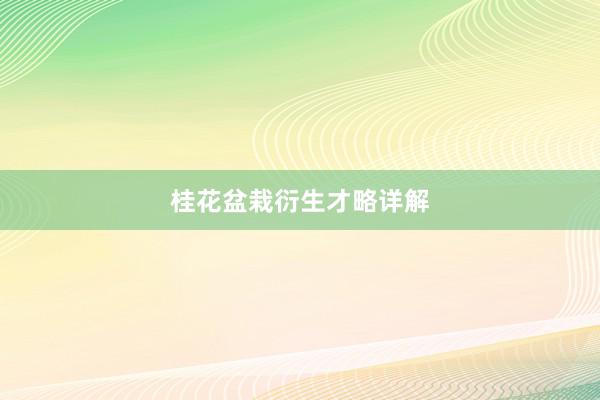 桂花盆栽衍生才略详解