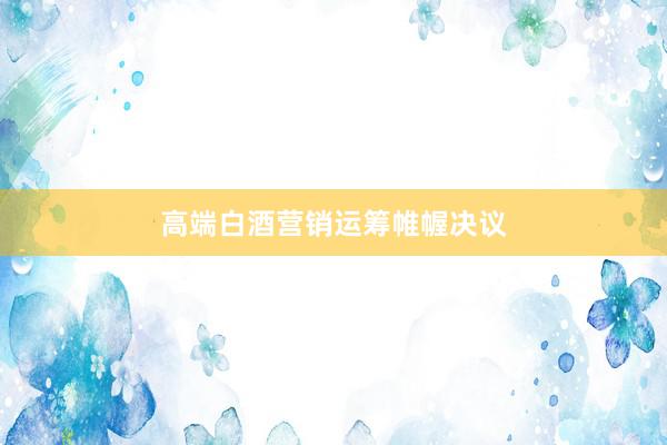 高端白酒营销运筹帷幄决议